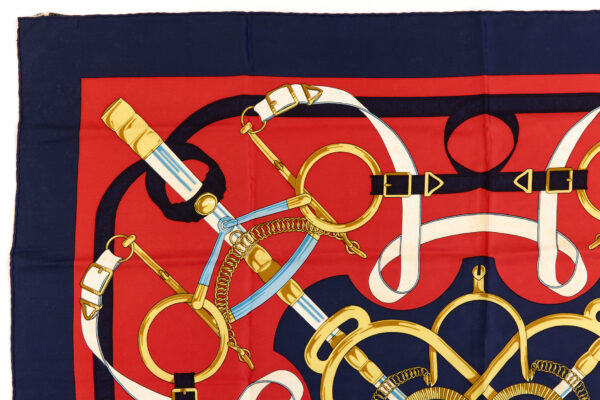 Hermes Silk Scarf Carre 90 "Eperon d’Or" Blue Silk Scarf - Image 2