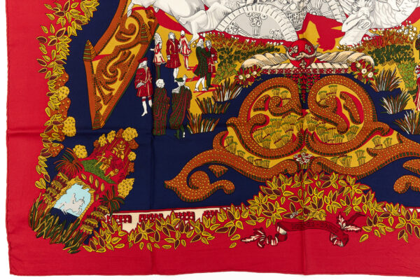 Hermes Silk Scarf Carre 90 "LE PARADIS DU ROY" Red Silk Scarf - Image 5