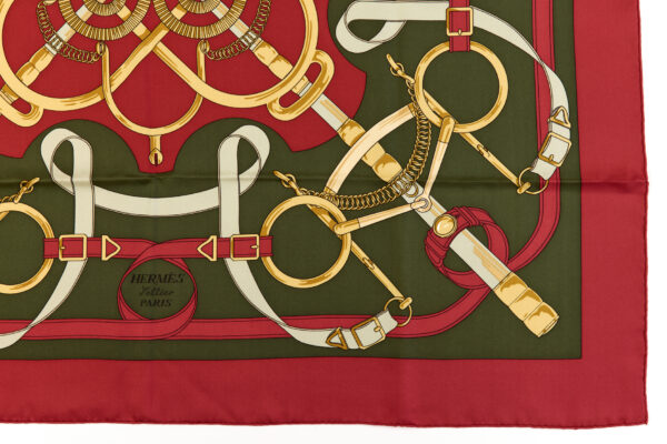 Hermes Silk Scarf Carre 90 "Eperon d’Or" Red Silk Scarf - Image 6