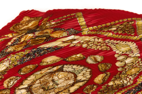 Hermes Silk Scarf Carre 90 "Rocaille" Red Silk Pleats Scarf with Box - Image 2