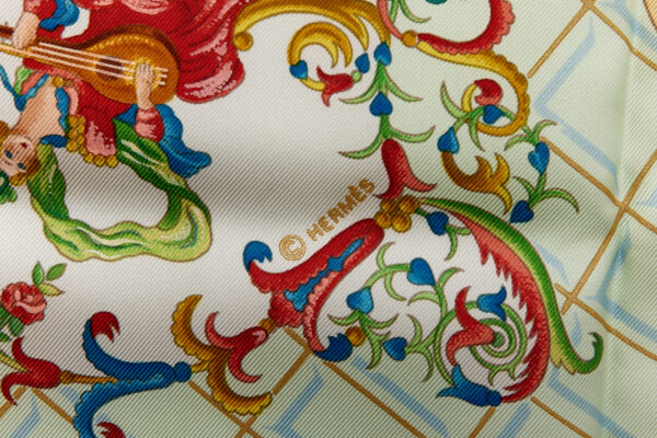 Hermes Silk Scarf Carre 90 "Wolfgang Amadeus Mozart" Red Silk Scarf - Image 7