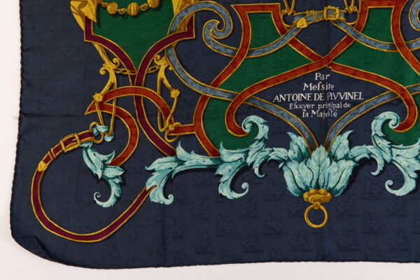 Hermes Silk Scarf Carre 90 "L'INSTRUCTION DU ROY" Blue Silk Scarf - Image 5