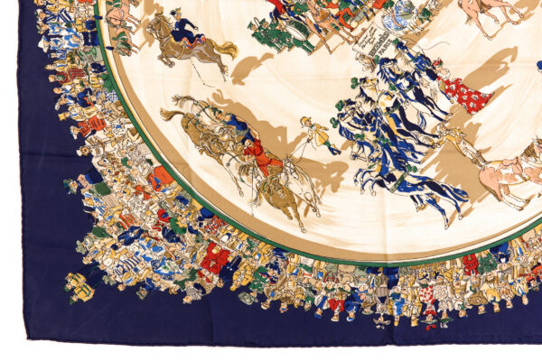 Hermes Silk Scarf Carre 90 "CIRQUE MOLIER" Blue Silk Scarf - Image 5