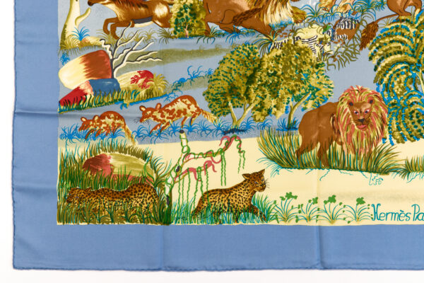 Hermes Silk Scarf Carre 90 "Nuba Mountain" Blue Silk Scarf - Image 5