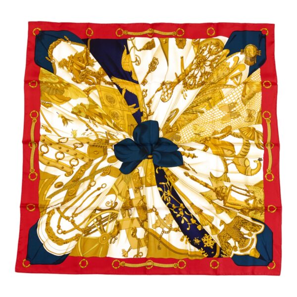 Hermes Silk Scarf Carre 90 "Soleil de Soie" Red Silk Scarf