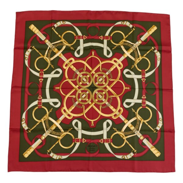Hermes Silk Scarf Carre 90 "Eperon d’Or" Red Silk Scarf