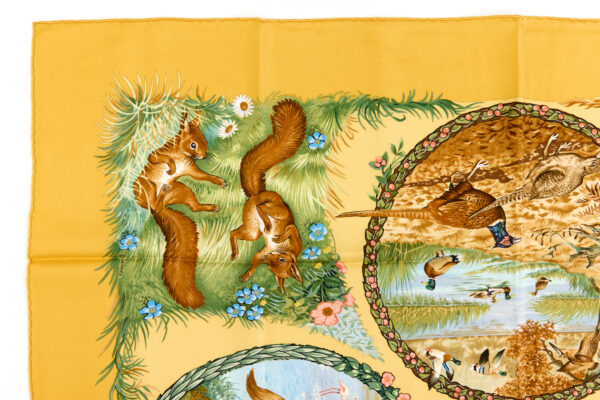 Hermes Silk Scarf Carre 90 "Les Quatre Saisons" Yellow Silk Scarf - Image 2