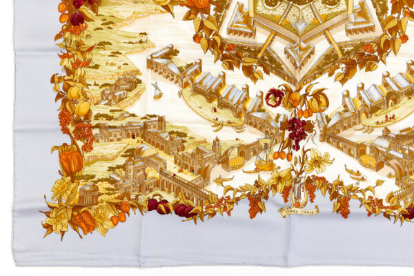 Hermes Silk Scarf Carre 90 "AU PAYS DE COCAGNE" Blue Silk Scarf - Image 5