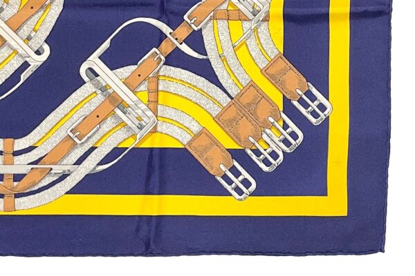 Mint! Hermes Scarf 90 "Mors a Jouets" Navy 100% Silk Scarf 35" - Image 6