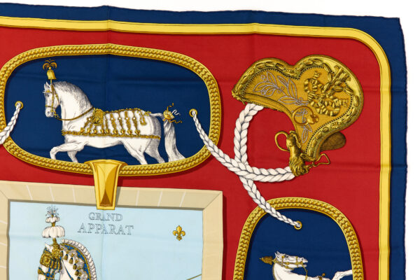 Hermes Silk Scarf Carre 90 "GRAND APPARAT" Blue Silk Scarf - Image 3