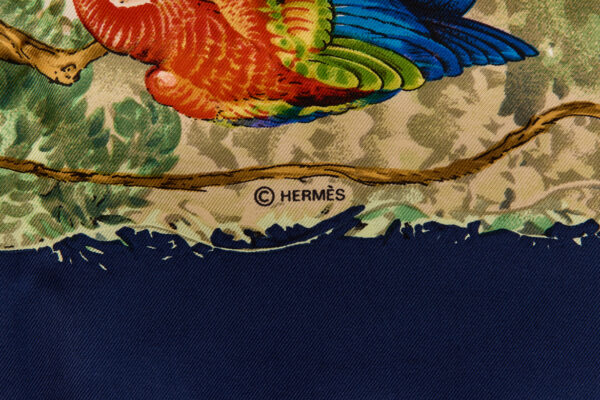 Hermes Silk Scarf Carre 90 "Equateur" Blue Silk Scarf - Image 7