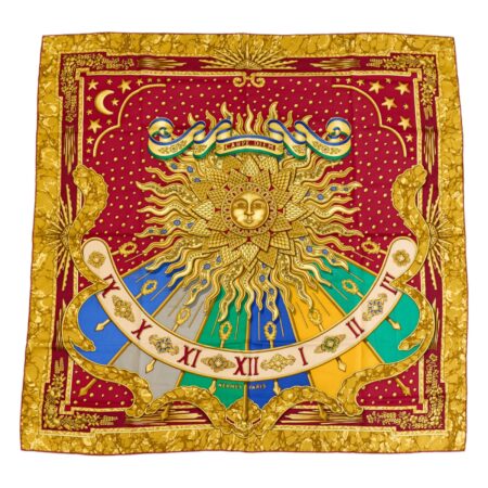 Hermes Silk Scarf Carre 90 "CARPE DIEM" Yellow Silk Scarf