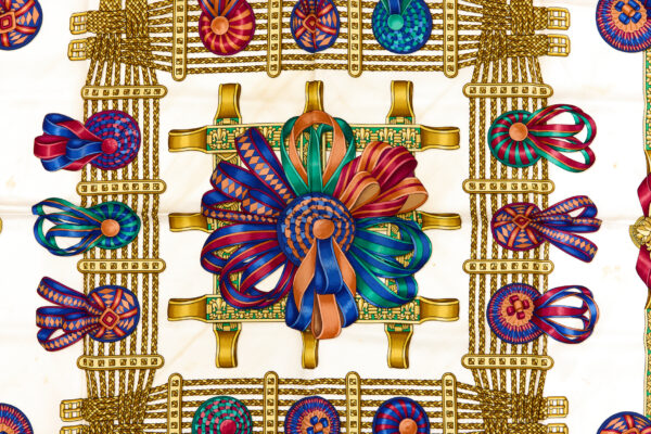 Hermes Silk Scarf Carre 90 "Les Rubans du Cheval" Blue Silk Scarf - Image 4