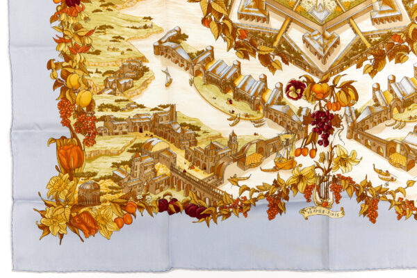 Hermes Silk Scarf Carre 90 "AU PAYS DE COCAGNE" Blue Silk Scarf - Image 5