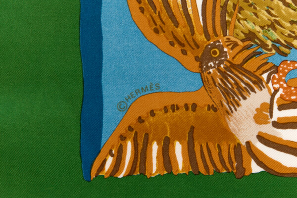 Hermes Silk Scarf Carre 90 "Nuba Mountain" Green Silk Scarf - Image 7