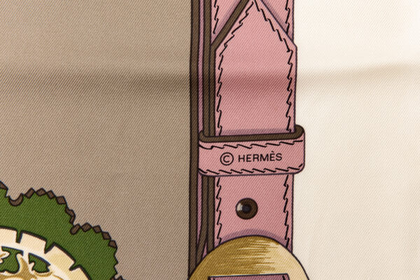 Rare! Hermes Silk Scarf Carre 90 "Cuivreries" Grey Silk Scarf - Image 7