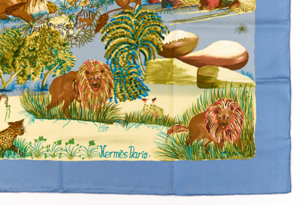 Hermes Silk Scarf Carre 90 "Nuba Mountain" Blue Silk Scarf - Image 6