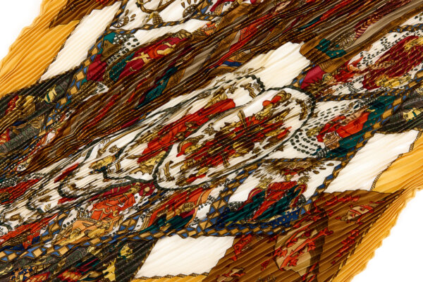 Hermes Silk Scarf Carre 90 "LE TAROT" Yellow Silk Pleats Scarf with Box - Image 4