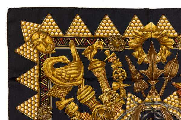 Hermes Silk Scarf Carre 90 "L'OR DES CHEFS" Blue Silk Scarf - Image 2