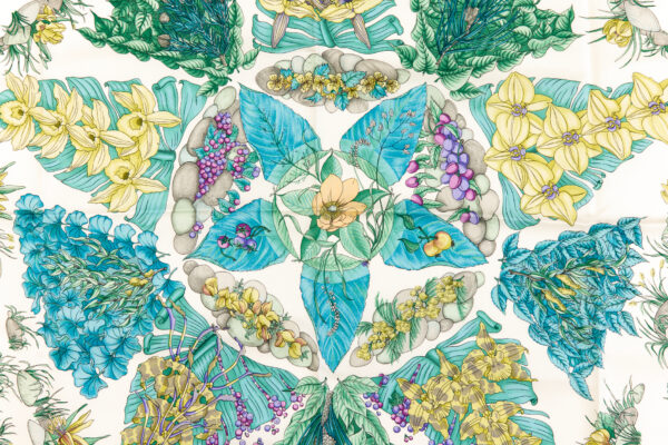 Hermes Silk Scarf Carre 90 "Pythagore" Blue Green Silk Scarf - Image 4