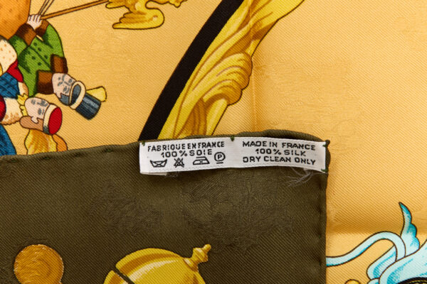 Hermes Silk Scarf Carre 90 "PLUMES ET GRELOTS" Green Silk Scarf - Image 8