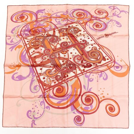 Hermes Silk Scarf Carre 90 "COMME HISTOIRES" Pink Silk Scarf