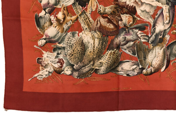 Hermes Silk Scarf Carre 90 "Gibiers" Red Silk Scarf - Image 5