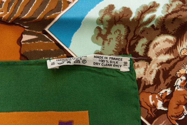 Hermes Silk Scarf Carre 90 "La Chasse en Afrique" Green Silk Scarf - Image 8