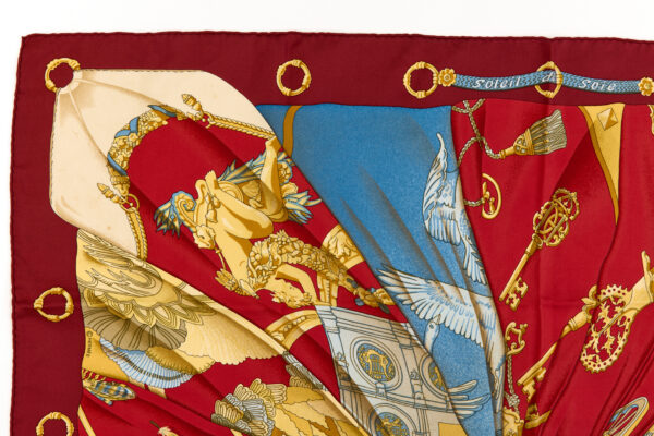 Hermes Silk Scarf Carre 90 "Soleil de Soie" Red Silk Scarf - Image 2