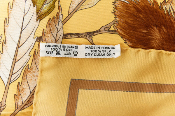 Hermes Silk Scarf Carre 90 "Casse Noisette Squirrel" Yellow Silk Scarf - Image 8