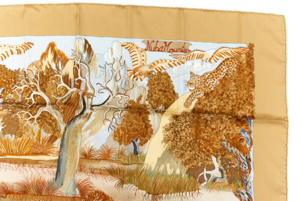 Hermes Scarf Carre 90 "Nuba Mountain" Brown Beige Silk Scarf - Image 3