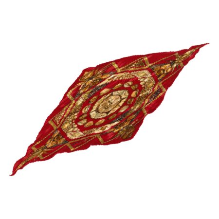 Hermes Silk Scarf Carre 90 "Rocaille" Red Silk Pleats Scarf with Box