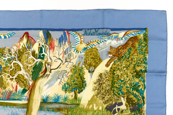 Hermes Silk Scarf Carre 90 "Nuba Mountain" Blue Silk Scarf - Image 3