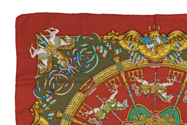 Hermes Scarf 90 "Luna Park" Red 100% Silk Scarf 35" - Image 2