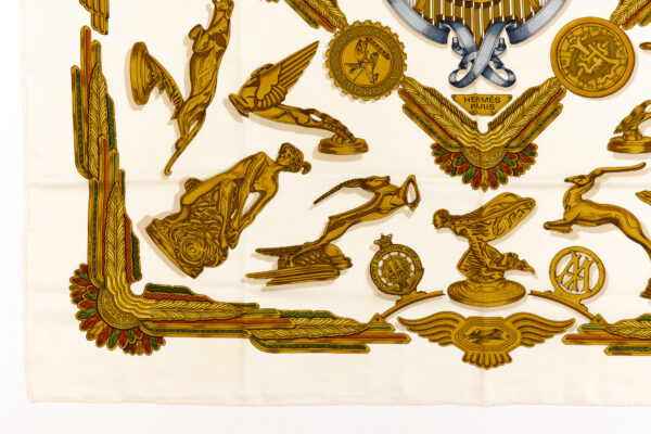 Hermes Silk Scarf Carre 90 "LES PARURES DU VENT" White Silk Scarf - Image 5