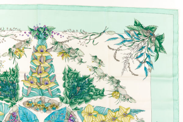 Hermes Silk Scarf Carre 90 "Pythagore" Blue Green Silk Scarf - Image 3