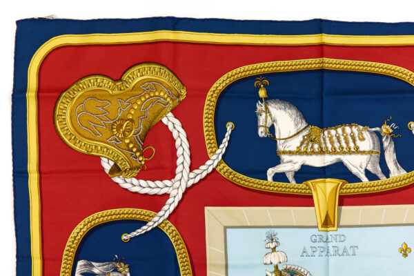 Hermes Silk Scarf Carre 90 "GRAND APPARAT" Blue Silk Scarf - Image 2