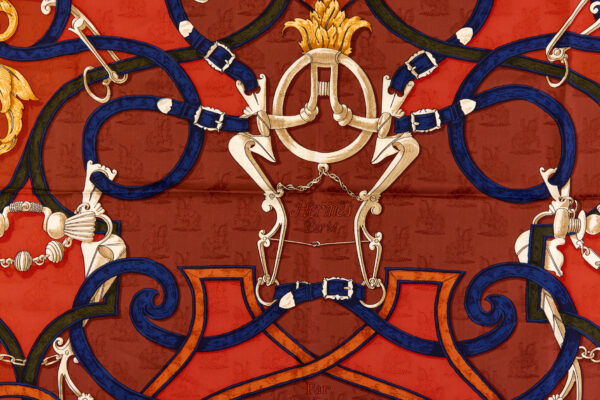 Hermes Silk Scarf Carre 90 "L'INSTRUCTION DU ROY" Brown Silk Scarf - Image 4