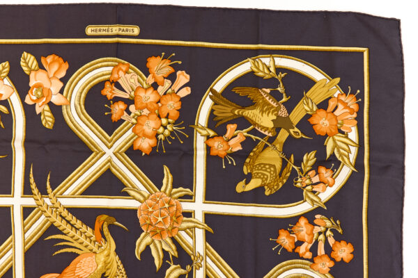 Hermes Silk Scarf Carre 90 "CARAIBES" Black Grey Silk Scarf - Image 3