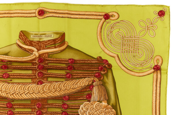 Hermes Silk Scarf Carre 70 "Brandebourgs" Green Silk Scarf - Image 3