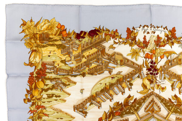 Hermes Silk Scarf Carre 90 "AU PAYS DE COCAGNE" Blue Silk Scarf - Image 2