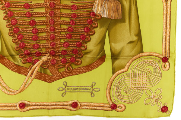 Hermes Silk Scarf Carre 70 "Brandebourgs" Green Silk Scarf - Image 6