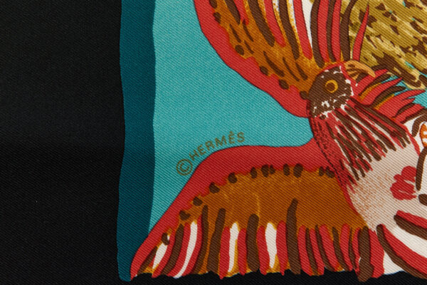 Hermes Silk Scarf Carre 90 "Nuba Mountain" Black Silk Scarf - Image 7
