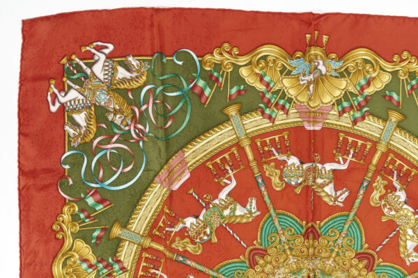 Hermes Scarf 90 "LUNA PARK" Red 100% Silk Scarf 35" - Image 2