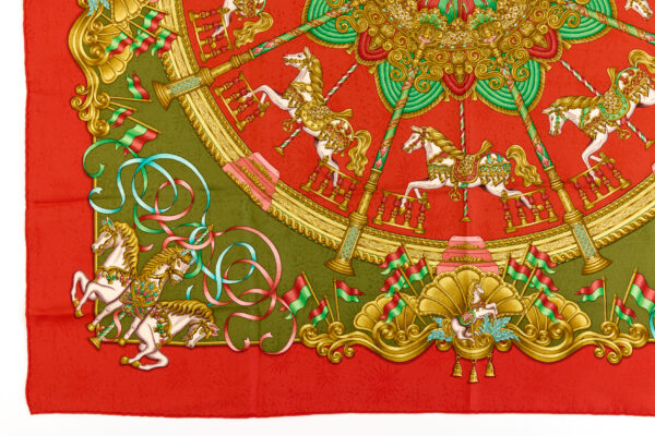Hermes Silk Scarf Carre 90 "LUNA PARK" Red Silk Scarf - Image 5