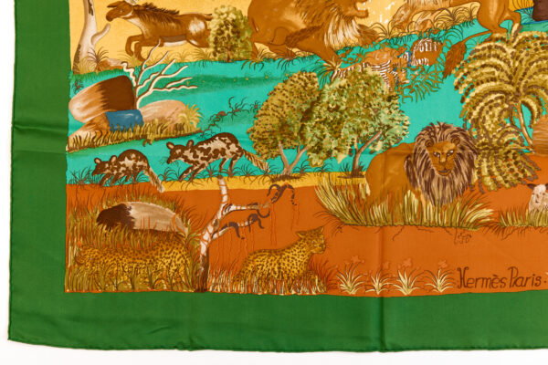 Hermes Silk Scarf Carre 90 "Nuba Mountain" Green Silk Scarf - Image 5