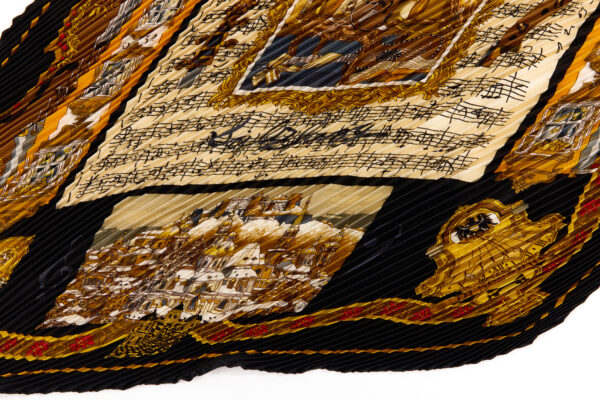 Hermes Silk Scarf Carre 90 "Salzburg" Black Silk Pleats Scarf - Image 6
