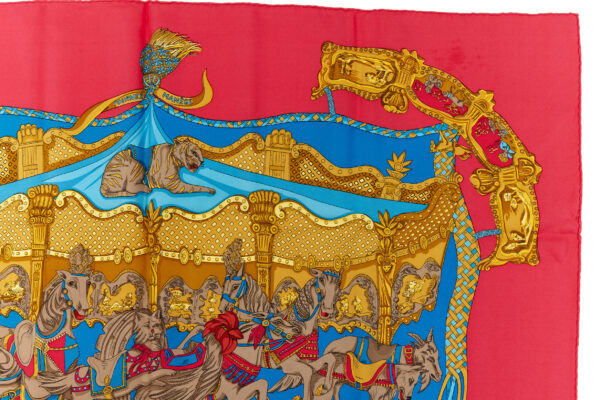 Hermes Silk Scarf Carre 90 "Tournez Manege" Red Silk Scarf - Image 3