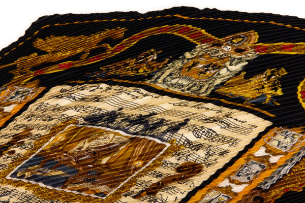 Hermes Silk Scarf Carre 90 "Salzburg" Black Silk Pleats Scarf - Image 2