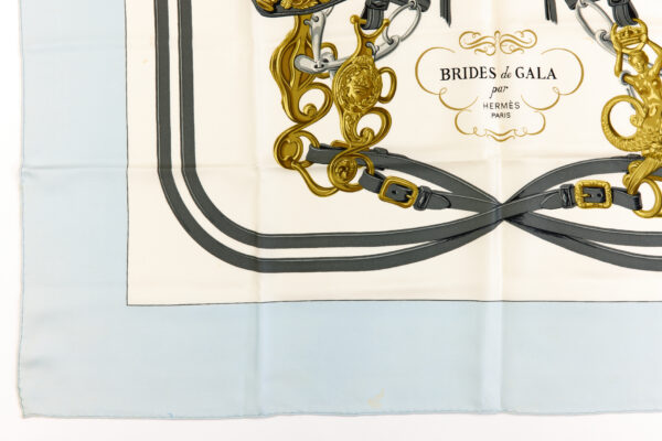 Hermes Silk Scarf Carre 45 "BRIDES de GALA" Blue Silk Scarf - Image 5
